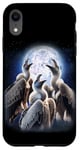 iPhone XR 3 Vultures Howling At The Moon Funny Vulture Bird Carrion Case