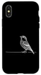 Coque pour iPhone X/XS Line Art Oiseau et Ornithologue Pin Siskin