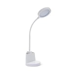 Lampe de bureau LED 7 W avec interrupteur tactile et porte-stylos. Blanc