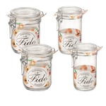 Einkochwelt Fido 79214 Lot de 4 bocaux en verre à étrier métallique 2 x 500 ml, 2 x 750 ml, avec couvercle, pour la conservation des aliments