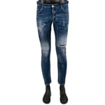 DSQUARED2 Usé Rangé Motard Jean Dan Dean Broderie Pantalon Jeans Bleu 13652