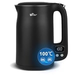 Bear Electric Kettle 1.7L 40°C~95°C 12 Temperature Control Kettle Digital Display with Keep Warm Function,1800w 304 Stainless Steel Fast Boil Black Kettle, Dry Protection, BPA Free Smart kettle