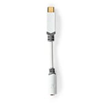 Nedis USB-C™ Sovitin | USB 2.0 | USB-C™ Uros | 3.5 mm naaras | 0.10 m | Pyöreä | Kullattu | PVC | Valkoinen | Laatikko