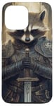 Coque pour iPhone 13 Pro Max Carte de tarot raton laveur médiéval Fantasy Knight Battle