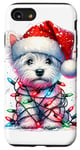 iPhone SE (2020) / 7 / 8 West Highland White Terrier Santa Hat Christmas Lights Snow Case