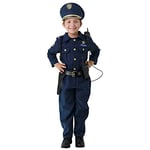 Dress Up America Children Police Costume For Boys - Includes Shirt, Pants, Hat, Belt, Whistle, Gun Holster, and Walkie Talkie Police Costume Kids Cop Set