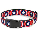 Buckle Down Captain America Shield Repeat Bleu Marine Plastique Clip Collier