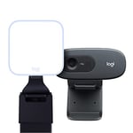 Logitech C922 Pro Stream Webcam + Litra Glow Premium Lumière LED Streaming  avec TrueSoft - Noir