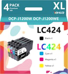 Lc424 Cartouches Mutipack Compatibles Pour Brother Lc424 Cartouches Set Lc424 Encre Lc 424 Lc-424Val Pour Brother Dcp-J1200W Cartouches Dcp-J1200We (1 Noir,1 Cyan,1 Magenta,1 Jaune[DYJ071373]