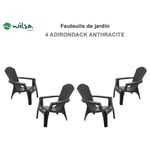 Fauteuil Adirondack résine polypropylène Wilsa Garden Anthracite - 4 Fauteuils Adirondack