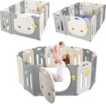 Parc Bebe Pliable avec 12 Panneaux en Plastique Barriere de Securite avec Sac de Rangement en Silicone