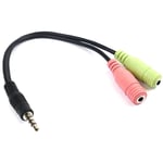 Cablemarkt - Adaptateur omtp avec deux connecteurs jack femelles vers mini-jack mâle 3,5 mm pour casque