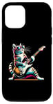 Coque pour iPhone 14 Guitare Chat fantaisie Rock Music Band Concert Funny Cat