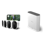 Arlo Pro 5 Security Camera Outdoor Wireless with SmartHub Local Storage, 2K Outdoor Camera Kit with Rechargeable Battery, Free Trial of Secure, Advanced Colour Night Vision, 4 Cameras, White