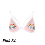 Bandage Bra Rainbow Appliques Push Up Pink Xl