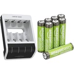 ANSMANN Comfort Smart AA & AAA Battery Charger For NiMH NiCd Rechargeable Batteries & Amazon Basics AAA High-Capacity 850mAh NiMH Rechargeable Batteries (Triple A), Pre-charged, 8-Pack