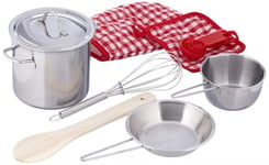 Moses 638829 Set de Cuisine pour Enfant 13 pièces | Le Cadeau Parfait | en Acier Inoxydable | avec Gant de Cuisine, manique, marmite et Plus Encore