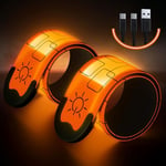 2PCS Brassard Lumineux led Rechargeable Via usb, Brassard Reflechissant led Running, Bande Clignotant Ajustable Bracelet Lumineux led de Sécurité