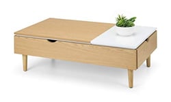 Julian Bowen Table basse relevable Latimer, blanc et chêne