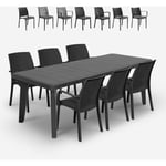 Salon de jardin table extensible 160-220cm + 6 chaises noir Liri Dark Chaises Modèle: Indiana