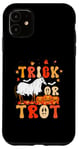 Coque pour iPhone 11 Trick or Trot Citrouille d'Halloween amusante et cheval fantôme mignon