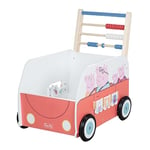 roba Peppa Pig Trotteur Bébé en Bois - avec Jouets d'Éveil - Chariot de Marche à Vitesse Réglable - Hauteur Poignée 54 cm - Motif Cochons - dès 1 an - Rose Corail/Blanc