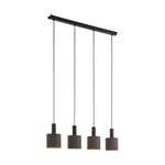 Eglo Suspension luminaire Concessa 1 à 4 lampes, lustre suspendu en acier et textile, brun foncé, cappuccino, doré, pour salon et salle à manger, douille E27