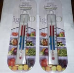 2 x FRIDGE & FREEZER THERMOMETER KITCHEN TOOL REFRIGERATORS TEMPERATURE COLOUR