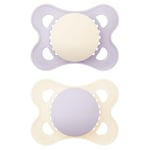 MAM Original Soother 2-6 Months (Pack of 2), Baby Soother Made from Sustainable Material, SkinSoft Silicone Teat, with MAM Soother Case, Pink (Designs May Vary)