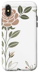 Coque pour iPhone X/XS Rose florale botanique, style minimaliste, roses d'amour