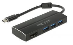 DELOCK – USB 3.1 Gen 1 Adapter USB Type-C™ to 3 x USB 3.0 Type-A Hub + 1 x HDMI 4K 30 Hz (63931)