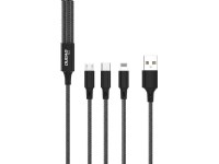 Dudao 3-i-1 USB-kabel för laddning USB-A - USB typ C / micro USB / Lightning 6A 1,2 m svart (TGL2)