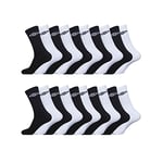 Umbro Chaussette Homme Sport Fléxibles - Lot de 20 - Chaussettes Hautes Homme, Running, Maintien Anti-Glisse, Noir, Blanc, Taille 43/46