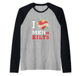 Scottish Kilt Cute Heart I Love Men In Kilts Raglan Baseball Tee