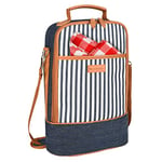 Kato Tirrinia Sac isotherme – Sac de transport pour 2 bouteilles pour vin et bière, porte-gobelet en verre avec isolation, poignée et bandoulière, panier à bouteilles pour dégustation de vin, voyage