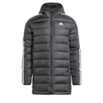 adidas Homme Essentials 3-Stripes Light Down Hooded Parka, Black, S