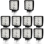 10x 48W Phare de Travail Carre a Leds dc 12V-24V Quad Camion Bateau Tracteur Offroad Impermeable IP69 - Randaco