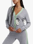 Chinti & Parker Wool and Cashmere Blend Peeping Snoopy Cardigan, Grey Marl/Multi