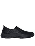 Skechers Respected Slip-Ins Casual Slip On Shoes - Black Leather, Black, Size 8, Men