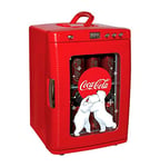 Coke Mini Fridge For Bedrooms 25L Cool Box 28 Can Table Top Fridge Beverage Mini Fridges with Display Window & LED Light For Drinks RV Camping Car & Travel 12v Portable Cooler Warmer by Coca-Cola,Red