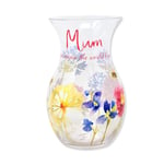 Floral Mum Glass Vase Decorative Jug Painted Flowers Design Table Mothers Day