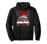 Xmas Tree Lighting Santa Hat Fire Truck Christmas Pullover Hoodie