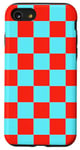 Coque pour iPhone SE (2020) / 7 / 8 Bleu et rouge cerise à carreaux, esthétique, tendance