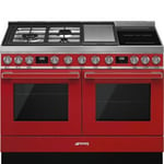 Smeg CPF120IGMPR Portofino 120cm Red Dual Cavity Range Cooker with Mixed Fuel Hob