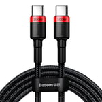 Baseus Cafule Flash 100W USB-C till USB-C Kabel - 2 meter - Svart / Röd