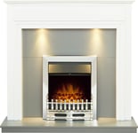 Adam Honley Fireplace in Pure White & Grey with Downlights & Blenheim Electri...