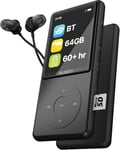 Super Slim Bluetooth MP3 Player with Earphones | 64GB Internal Memory Expandable