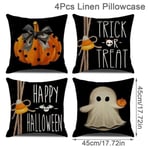 45 cm Pellava Halloween-tyynynpäällinen Pumpkin Bat Wizard Ghost Halloween-sisustus kodin koristeelliselle sohvalle autotuolin koristeluun tyynyliina