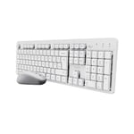 Trust Ody II Silent Wireless Keyboard and Mouse Set QWERTY UK Layout, Floating Low Profile Keys, One USB Receiver, Spill-Resistant, Ambidextrous Mouse, Quiet Combo for PC Laptop Mac, White