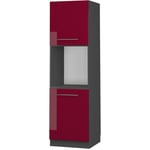 Meuble pour four Fame-Line, Rouge bordeaux Haute brillance, 60 cm ouvert Vicco